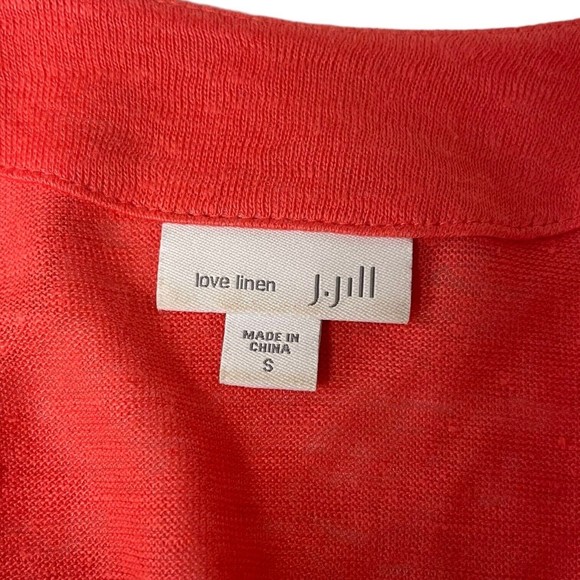 J. JILL Pure Jill Linen Cardigan Sweater Open Front Coral Long Size Small - Picture 5 of 7